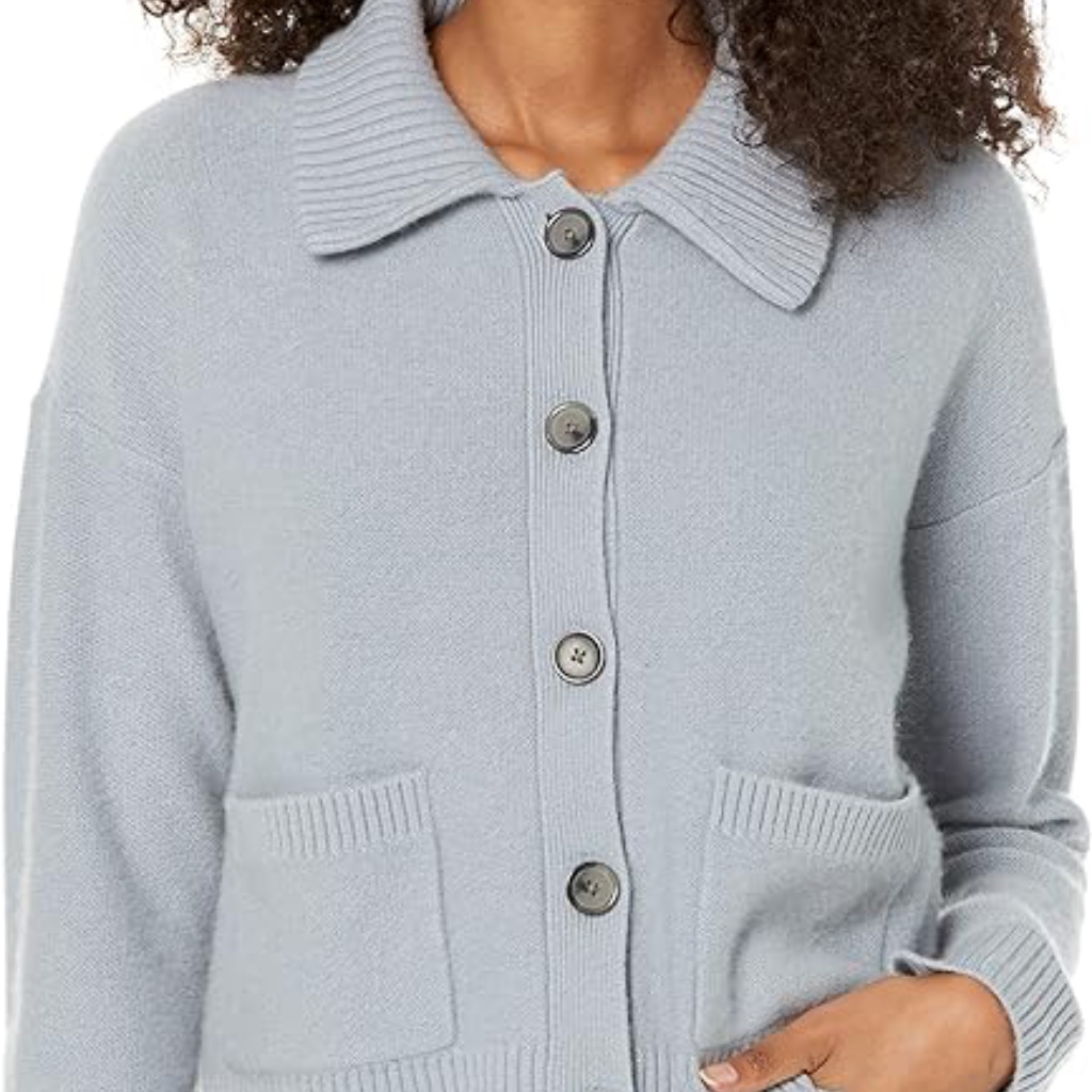 Boiled Cashmere Collar Cardigan - New With Tags - Never Worn - Weathered Blue*